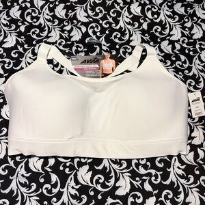 NWT ! Avia Classic White Cross Back Sports Bra